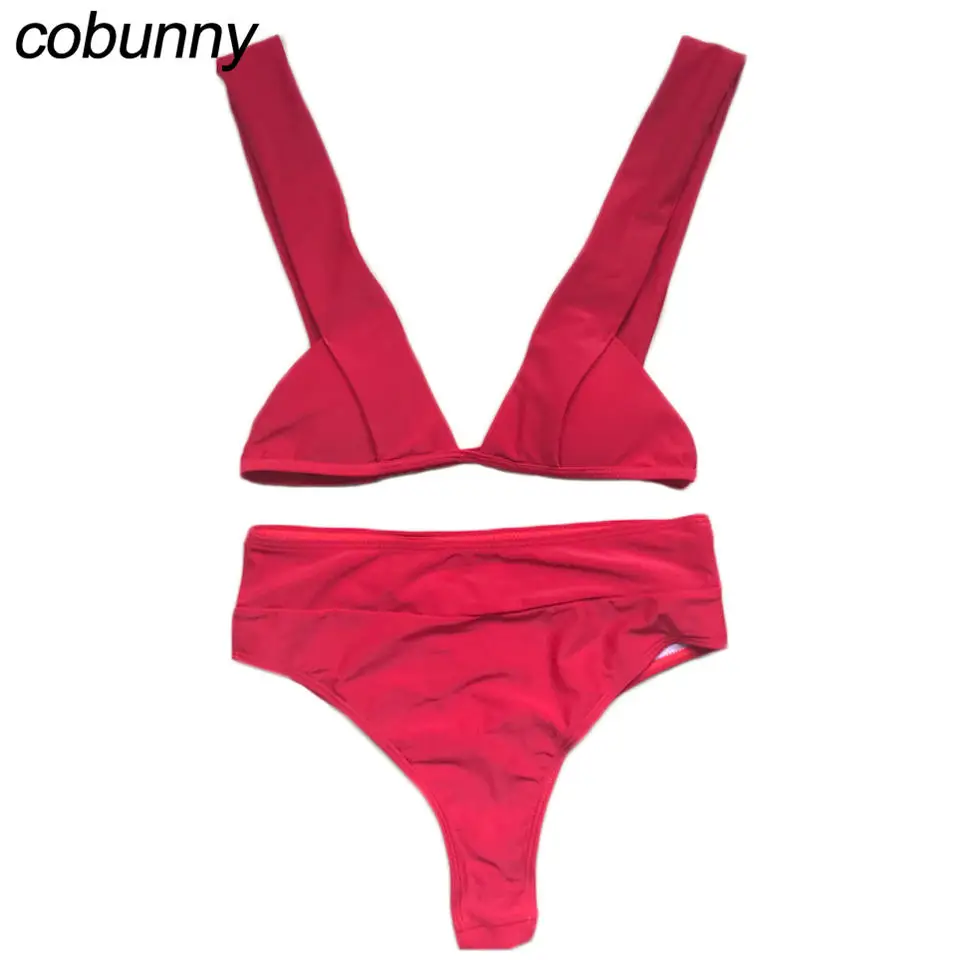 Cobunny High Waist Bikini Set Padded Push Up Swimwear Women Swimsuit