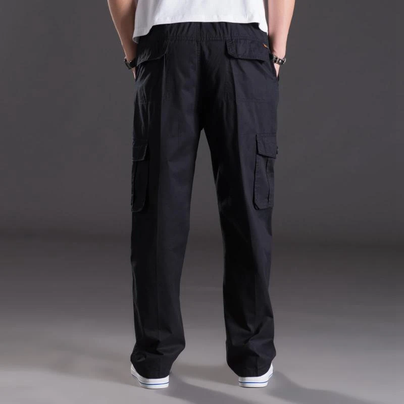 spring summer casual pants male big size 6XL Multi Pocket Jeans oversize Pants overalls elastic waist pants plus size men cargo joggers