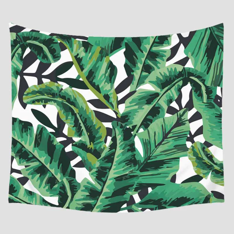 Зеленые листья набивной узор гобелен настенный Декор Мебель путешествия пикник пляж шаль Кемпинг богемный одеяло