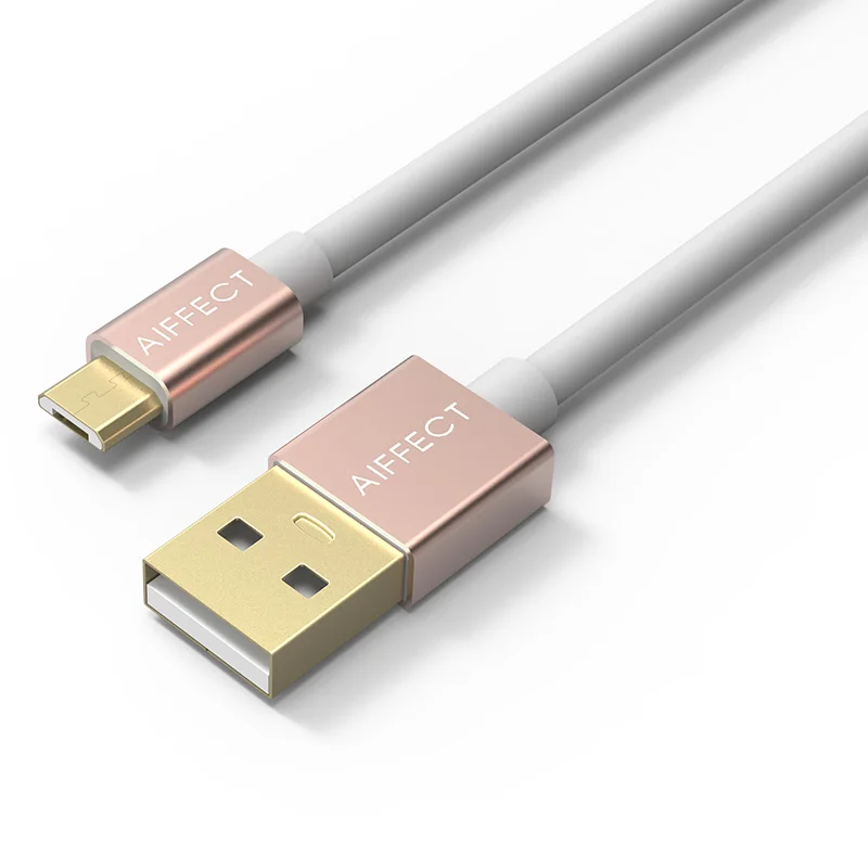 AIFFECT 5V3A USB зарядное устройство кабель 1 м 1,5 м металлический штекер Micro USB кабель быстрая Синхронизация данных для samsung Xiaomi Huawei HTC LG Androidphone - Цвет: Rose Gold