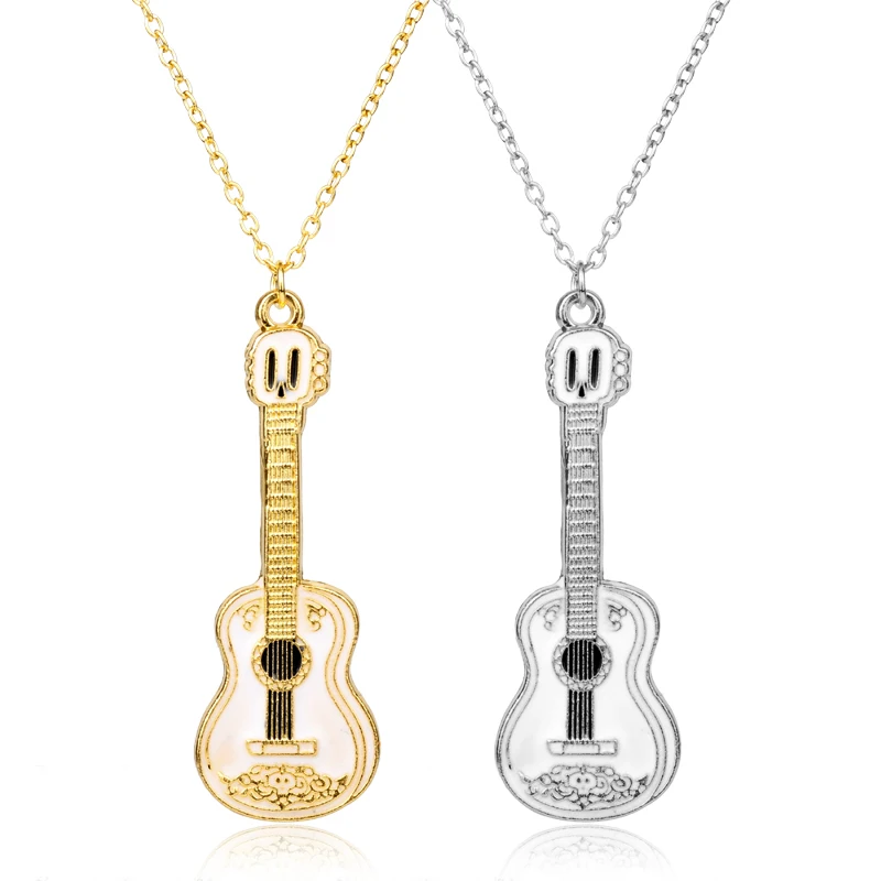 

MQCHUN Guitar Necklace For Men Women Kid Music Lover Gift Silver Gold Color Cocoes Necklace Pendant Chain Hip Hop Rock Jewelry-3
