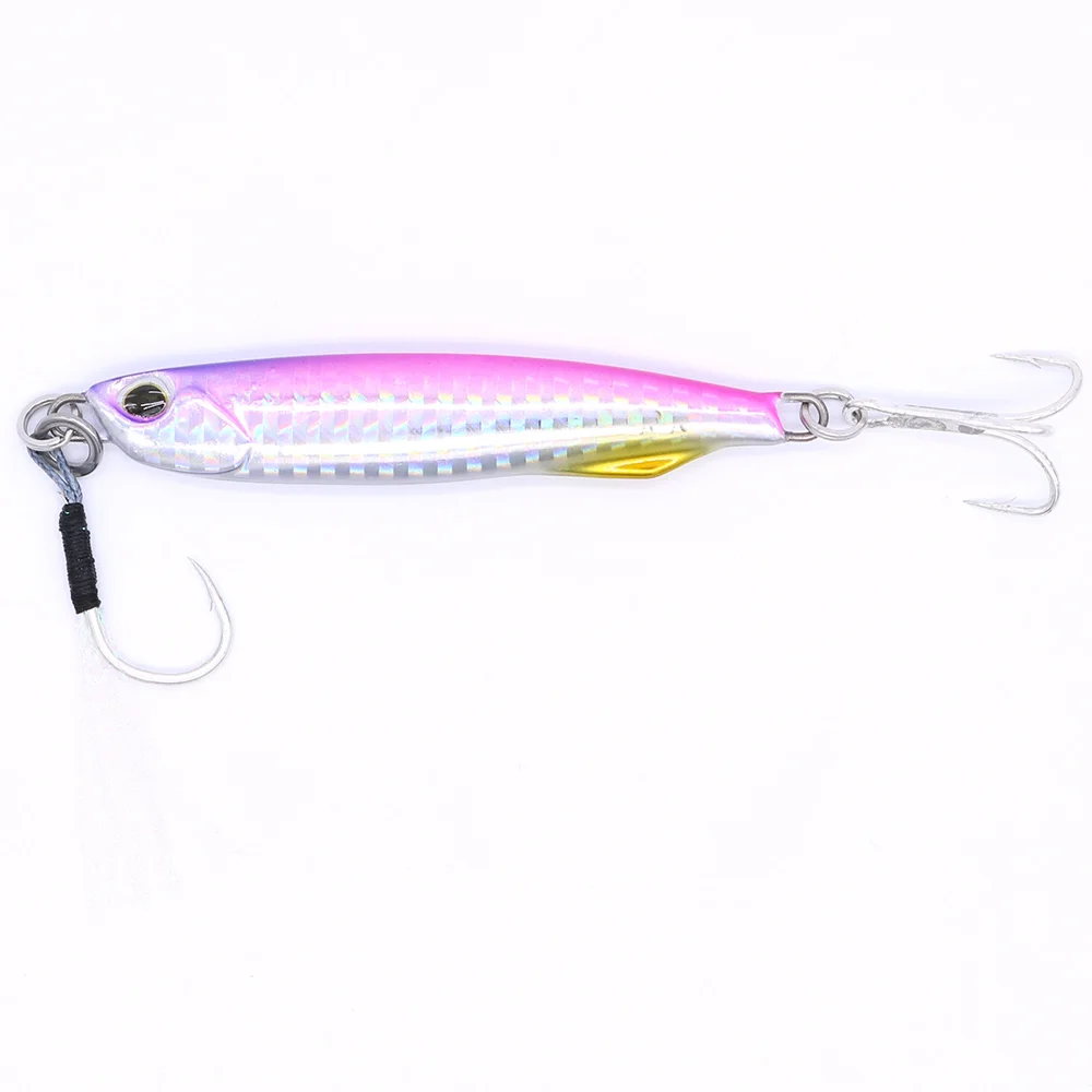 CASTFUN 20g 40g 60g Drag Metal Cast Slim Jig Fishing Lure Off Shore Jigging Lure - Цвет: Pink