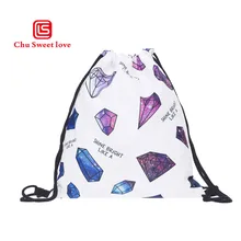 Новая мода Дамский рюкзак со стягивающим шнуром 3D печать разноцветные блёстки узор путешествия Softback Для женщин парусиновая сумка на шнурке сумки