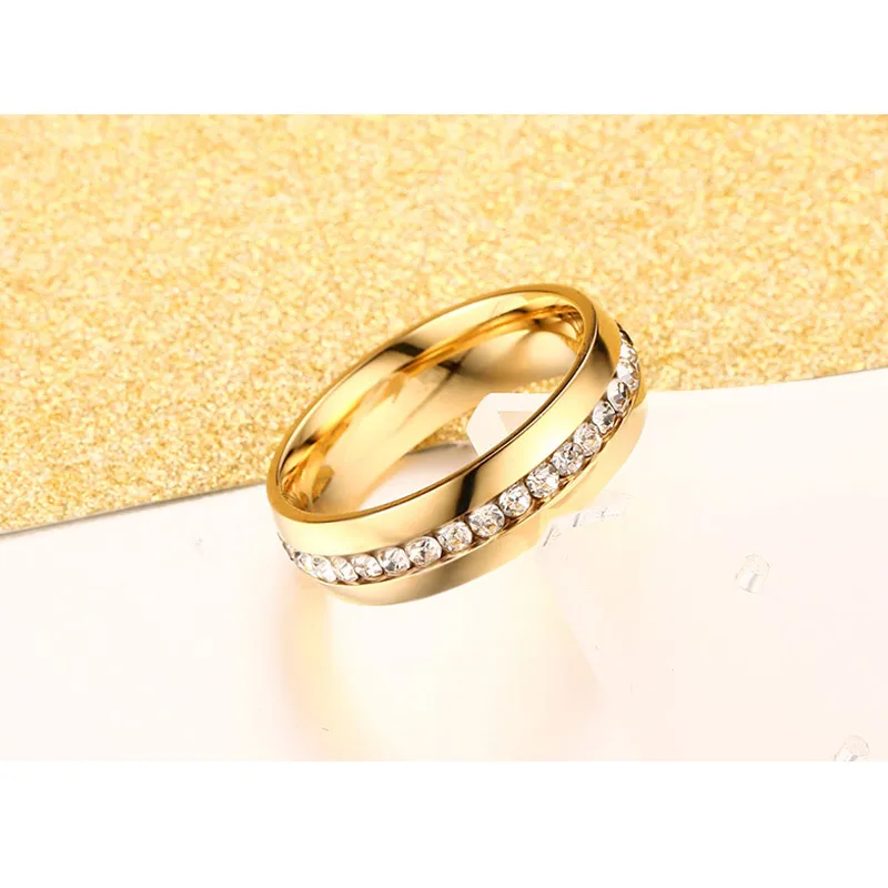 Wedding Rings Womens Ring Jewelry Rings Ring Jewelry Vnox Bling Crystal Wedding Ring For Women 6mm Stainless Steel Engagement Female Finger Jewelry