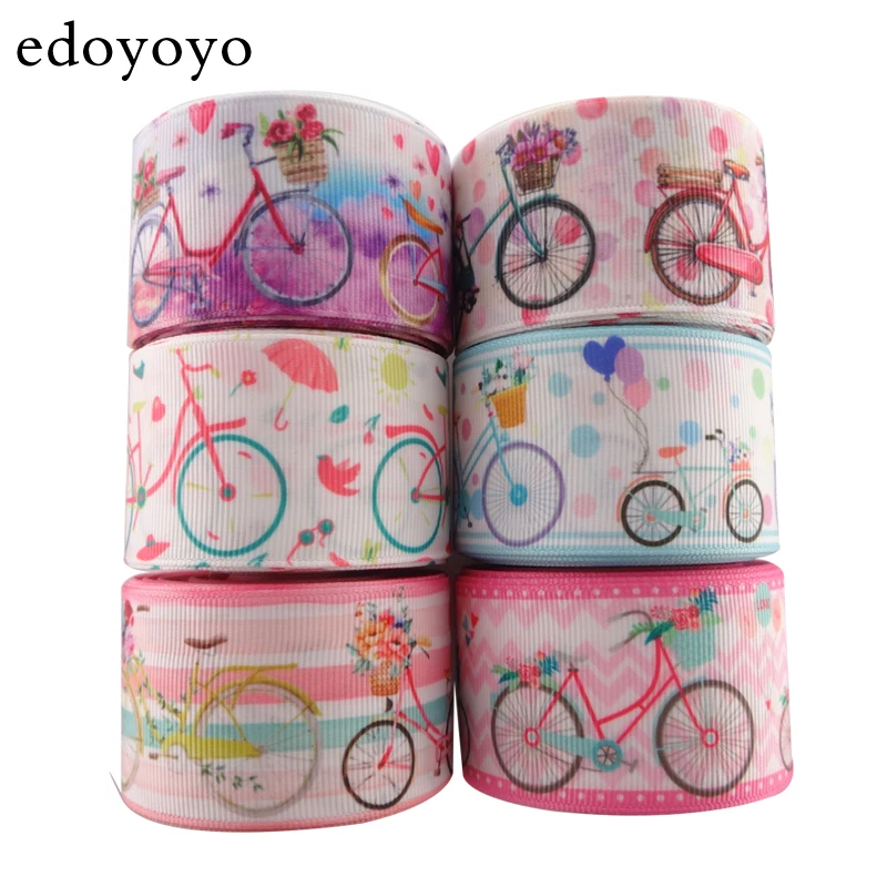 

Edoyoyo 5 Yards/lot 1-1/2" 38mm Bicycle Grosgrain Ribbon For Gift 100% Polyester Soft Ribbon Printed Geometric Grosgrain Ribbon