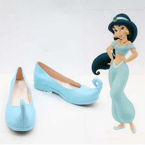 Обувь для костюмированной вечеринки Aladdin Jasmine синего цвета на плоской подошве