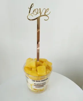 

MEYA Party Cake Toppers LOVE ,Gold Mirror Cake Cup Topper set of 8