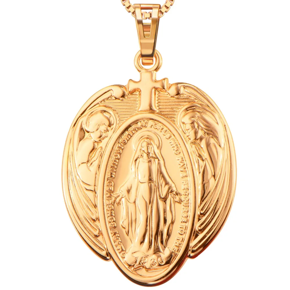 New Virgin Mary Gold Color Necklace Pendant Women/Men Jewelry Wholesale