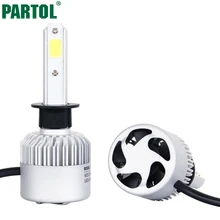 Partol H1 COB LED Headlight Bulbs 72W 8000LM Single Beam Auto Headlamp All In One Car LED Headlights Conversion Kit Fog Lamp 12V
