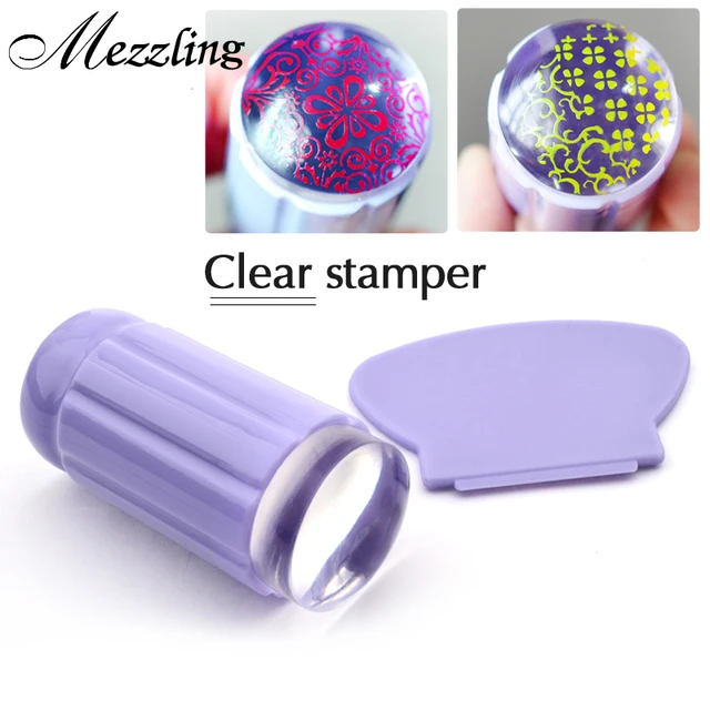 2016 New 1pcs 2.8cm Transparent Stamp Nail Art Clear Jelly Stamp Scraper Set Polish Stamping