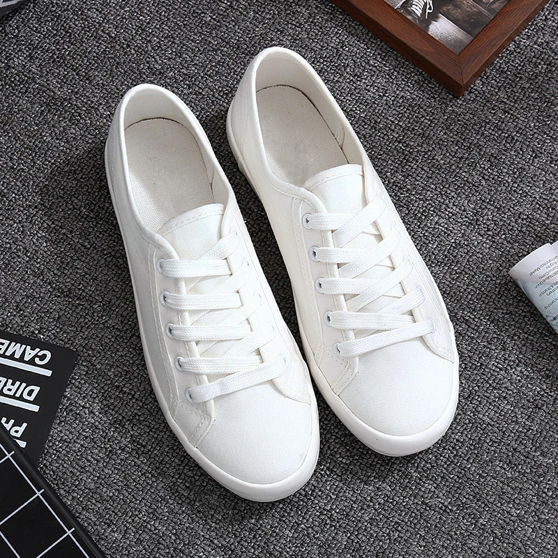 

Classic White Sneakers Women Casual Canvas Shoes Female Summer Lace-Up Flat Trainers Fashion Zapatillas Mujer Vulcanize Shoes