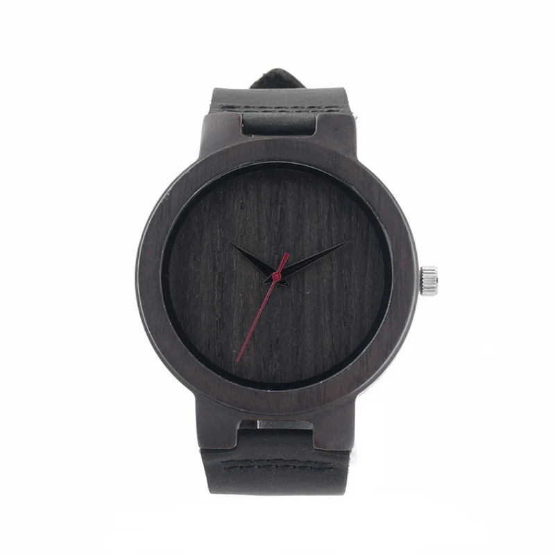 BOBO BIRD Men's Ebony Wood Design Watches With Real Leather Quartz Watch for Men Brand Luxury Wooden Bamboo Wrist Watch