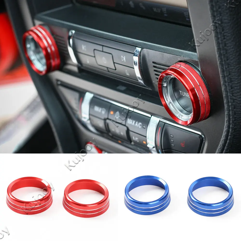 2x Red /blue Car Air Condition Switch Knob Control Button Cover Trim