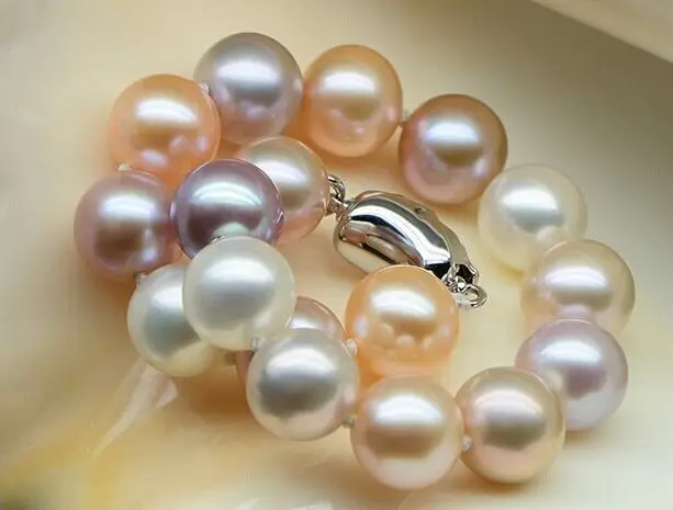 

7.5-8AAA 9-10MM NATURAL SOUTH SEA WHITE PINK PEARL BRACELET 28%