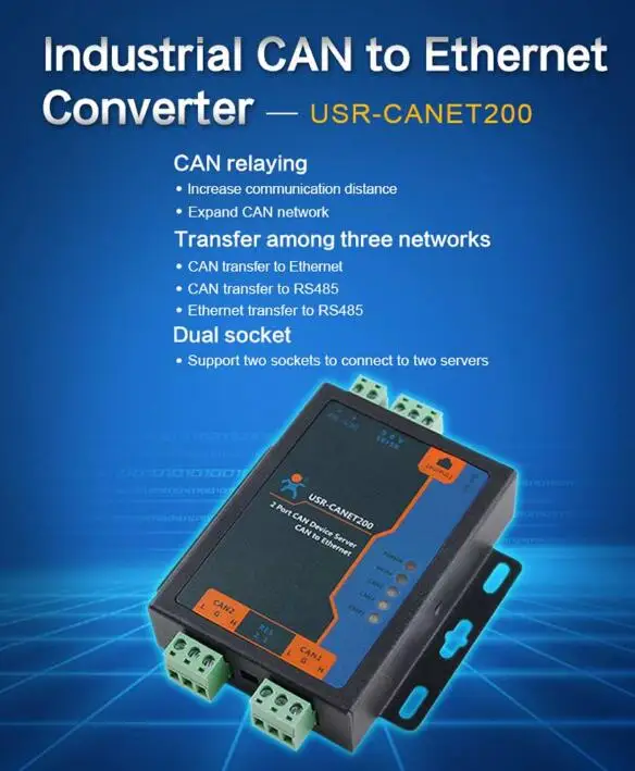 USR-CANET200 промышленных может Etherent конвертер поддерживает может Ethernet/чтобы RS485/Ethernet для RS485