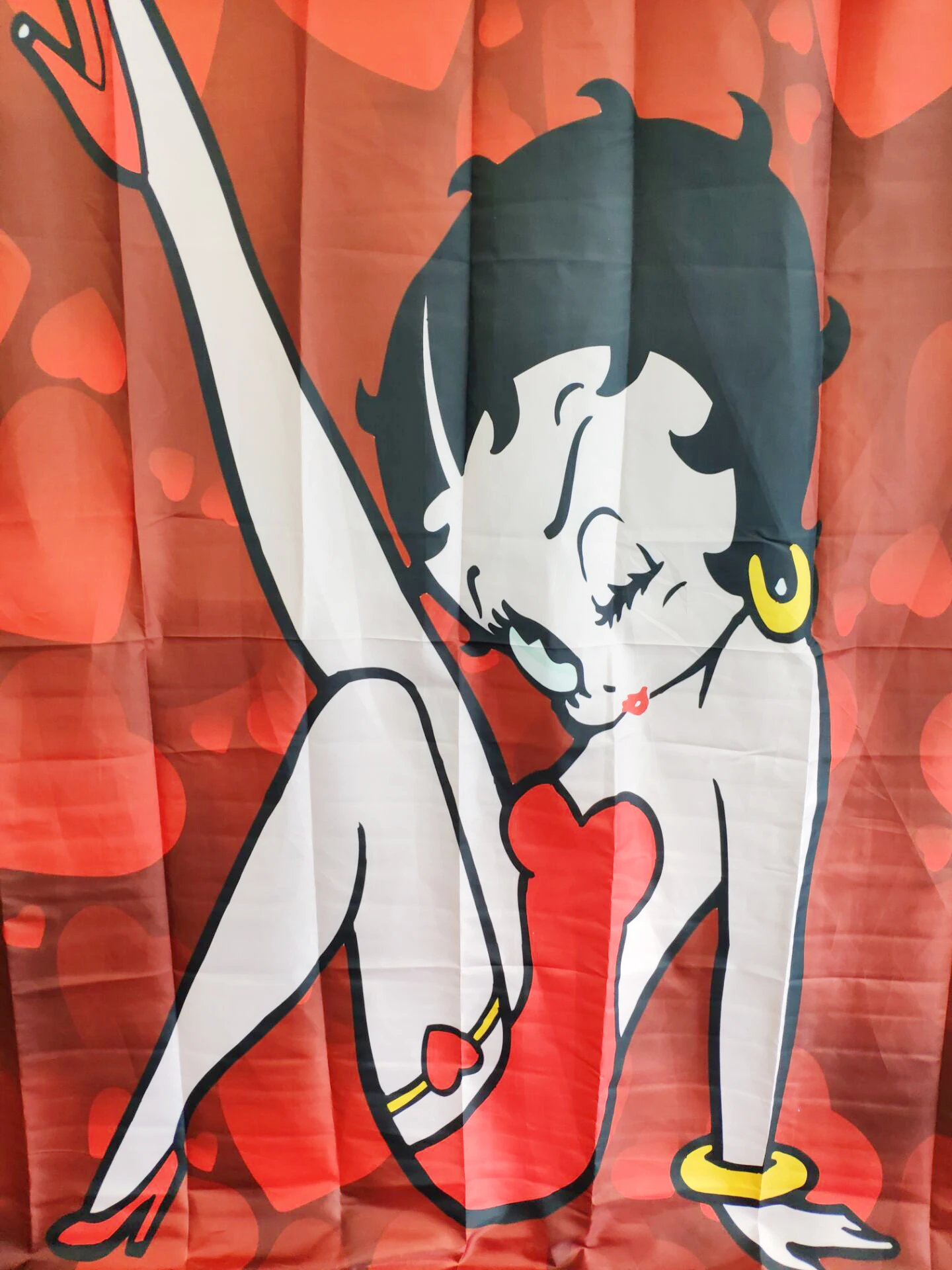 Сексуальная Betty Boop сердца на заказ уникальная водонепроницаемая ткань для занавесок для душа Товары для ванной комнаты Красный мультфильм шторы из полиэстера