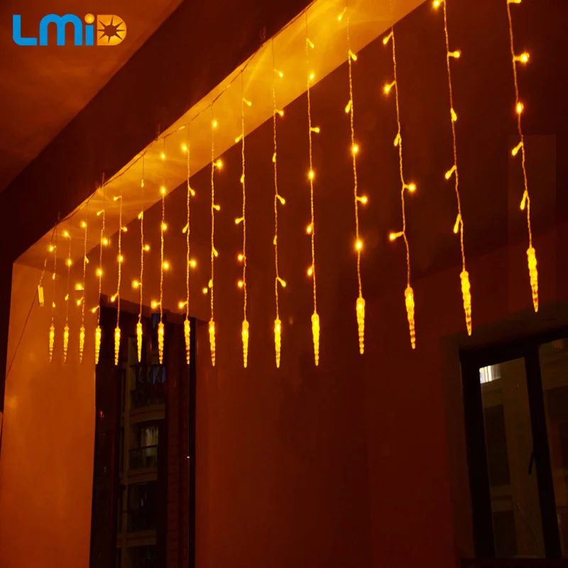 Holiday Lighting 4x0.6M Icicle Colorful Fairy Xmas LED Curtain String luminarias Garland Decoration Christmas LED Light