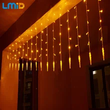 Holiday Lighting 4x0.6M 220V Icicle colorful fairy Xmas led string luminarias new year garland decoration christmas led light