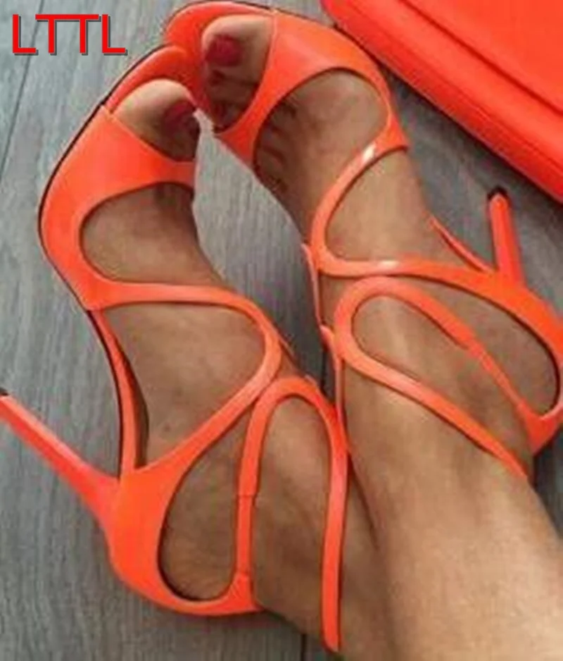 2017 shoes Women Fashion Sandals Cuts Out Gladiator Sandals Thin Heels Wedding Shoes Buckle Sexy High Heels Leather Pumps