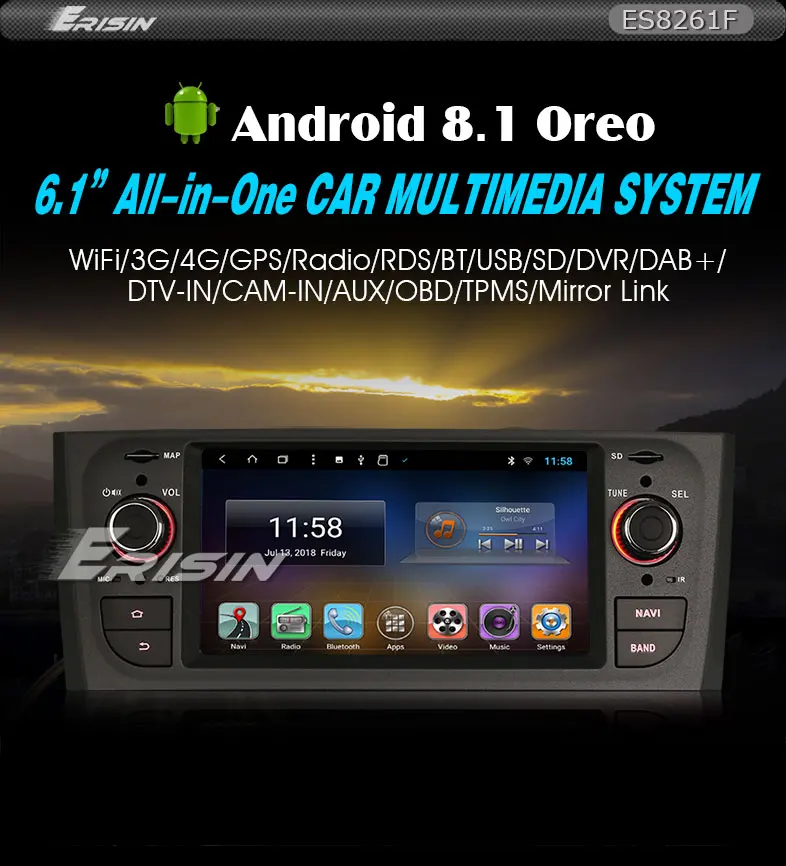 Car Gps Navigation Erisin Es61f 6 1 Android 8 1 Dab Radio 4g Tpms Car Stereo System For Fiat Linea Punto Car Multimedia Player Aliexpress