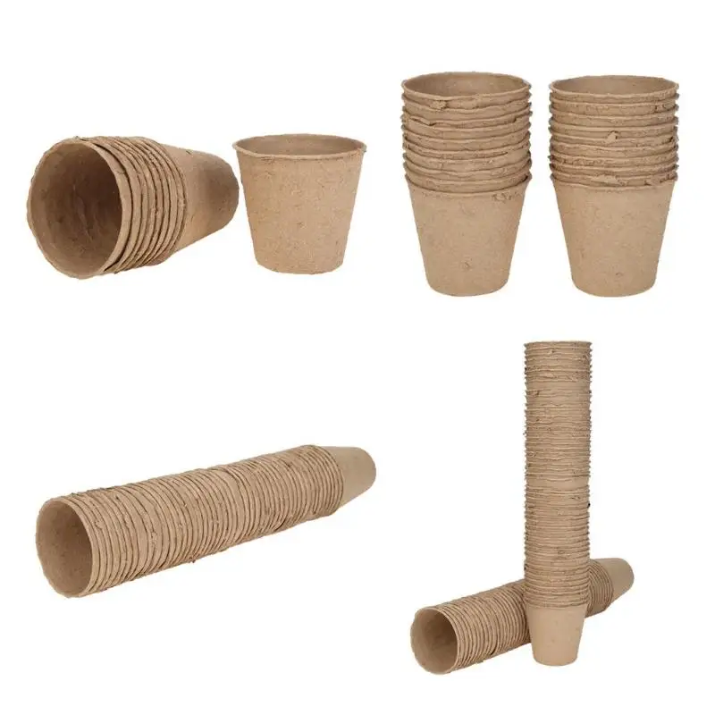

10/20/50/100Pcs Nursery Pots Flowerpot Vegetable Fruit Pots Biodegradable Pulp Tool Nursery Cup Tray Garden Supplies Ecofriendly