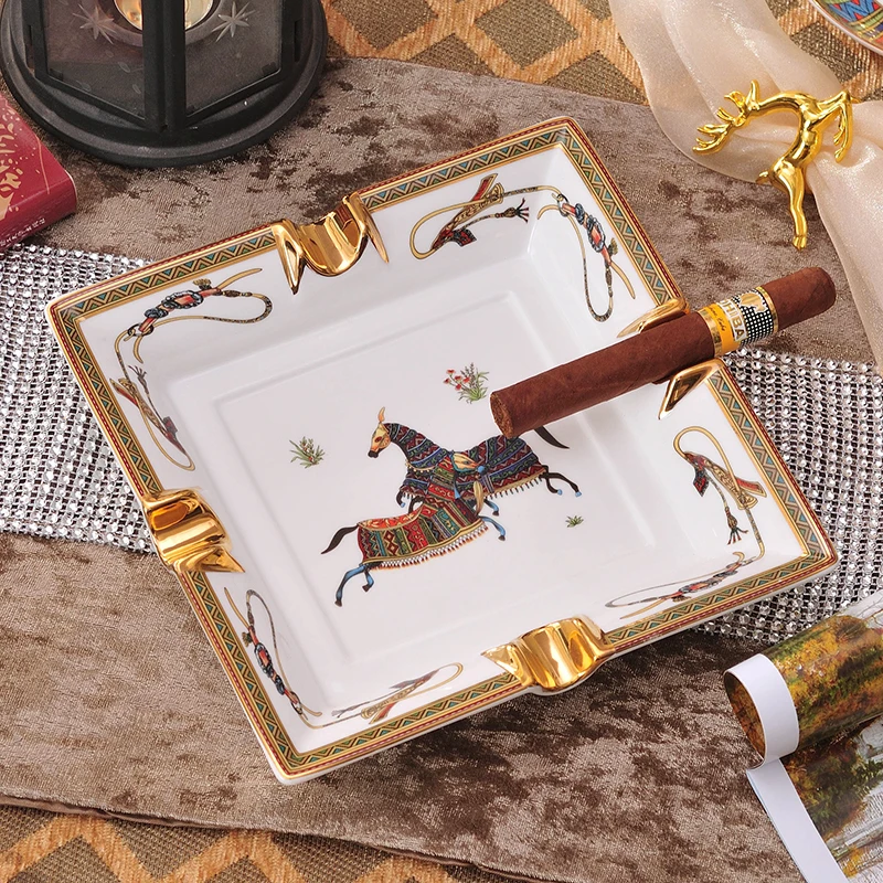 

4 Ashtrays In 1 Design Household Luxurious Ceramic Cigar Ashtray Portable Home Cigarette Ashtray Outdoor Pocket Ashtray Gift