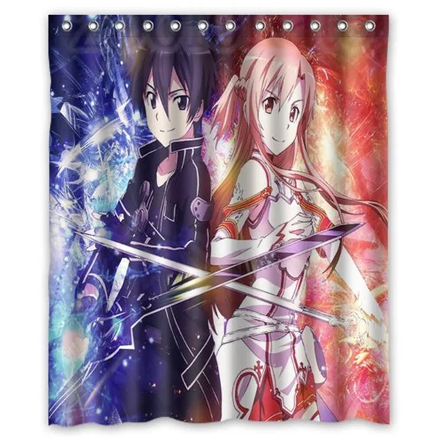 Custom Japanese Anime Sword Art Online Shower Curtain Decoration High Quality Waterproof Polyester Fabric Shower Curtain Custom Japanese Anime Sword Art Online Shower Curtain Decoration High Quality Waterproof Polyester Fabric Shower Curtain