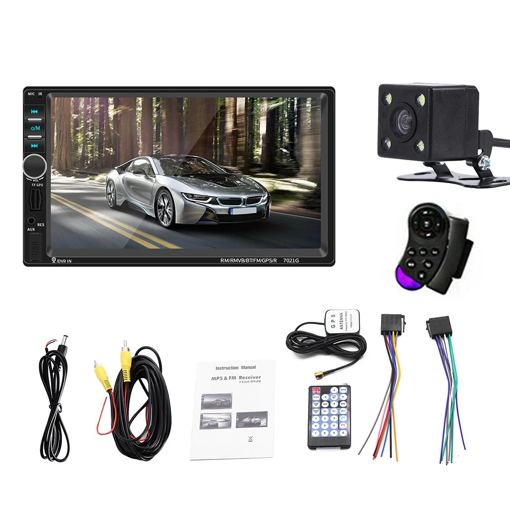 Bluetooth 7 дюймов HD 2Din сенсорный в тире Автомобильный MP5 плеер USB TF AUX GPS стерео радио с