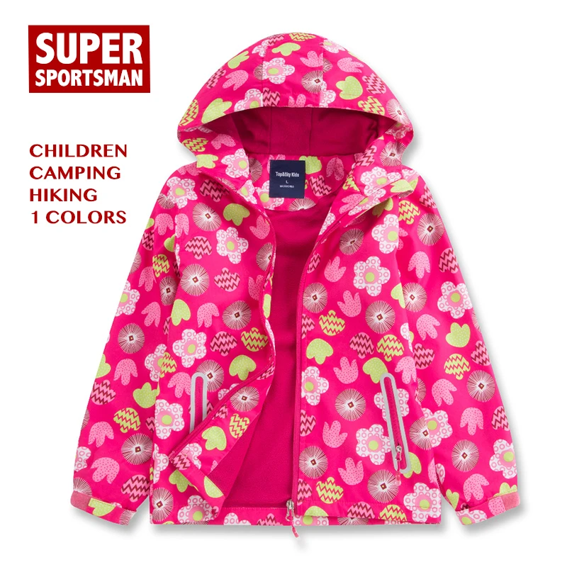 Детские флисовые водонепроницаемые куртки с цветочным принтом; детская флисовая куртка для походов; ветровка для кемпинга; зимнее теплое пальто для маленьких девочек; верхняя одежда