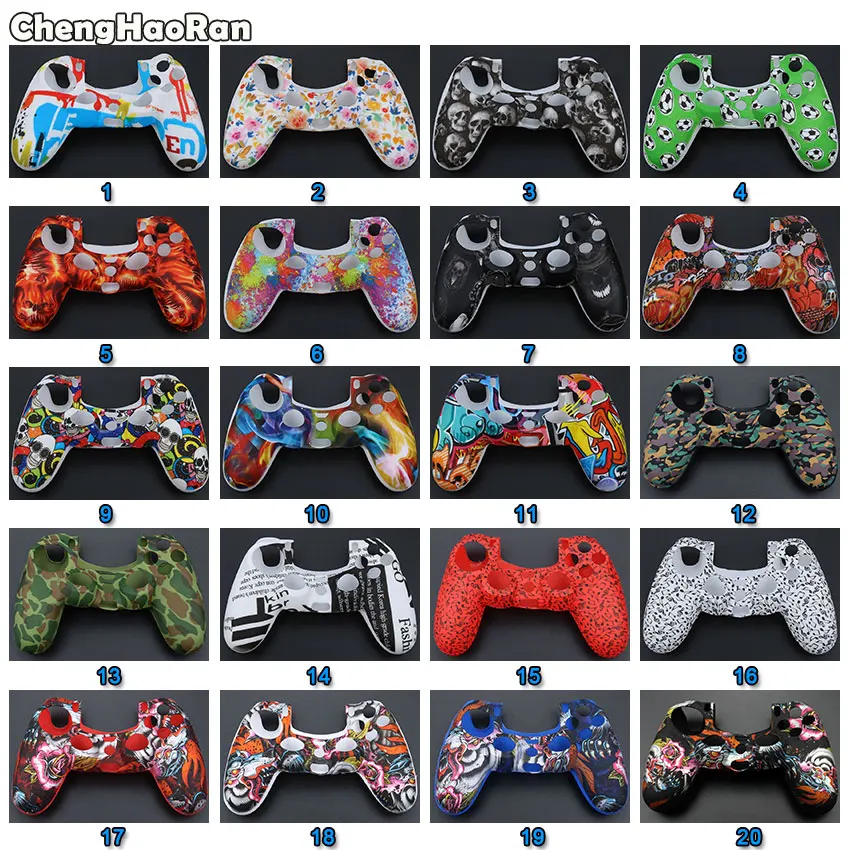 

ChengHaoRan Waterproof Game Skull Rubber Skin Silicone Cover Case for Sony PS4 Slim Pro Controller Wireless