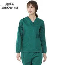 Медицинская форма клинико медсестры детские для женщин и мужчин скрабы летний короткий рукав, разрез костюм больничный медицинский комбинезон