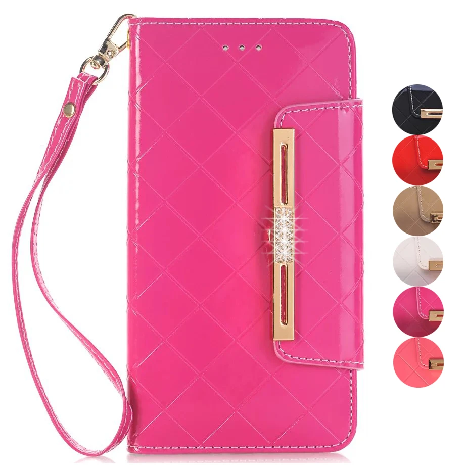 

Fancy Grid Leather Phone Case Bag For iphone XS X 8 7 Plus 6 6s 6plus 6splus Luxury Diamond Handbag Flip Stand Cover