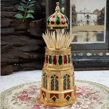 Европейская форма здания Диспенсер Для Зубочисток металлический держатель зубочистки для коробочка для зубочисток для хранения зубочисток YQT037