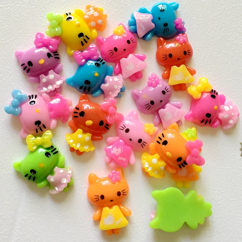 Смола Кабошон Записки 20 шт. смешанный резиновый рисунок Hello Kitty объемные с плоским