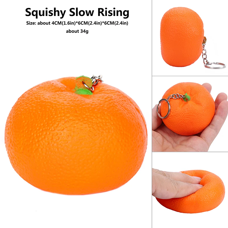 

1:1 ratio 6 CM Slow rising squishy tangerine metal keychains squishy fruit toys