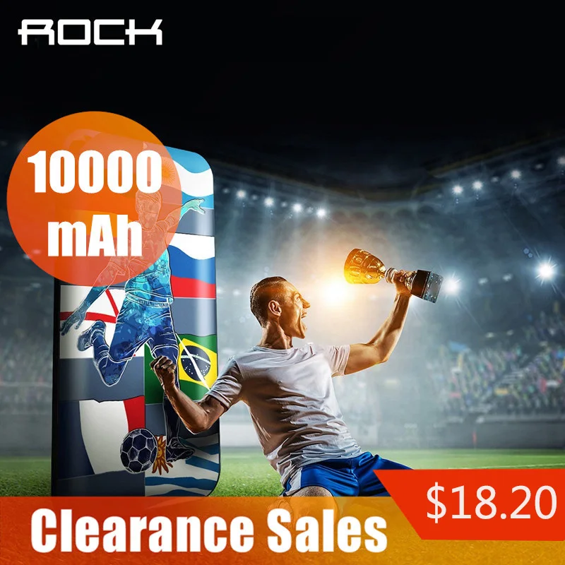 

ROCK Portable10000 mAh Power Bank External Battery for Mobile Phone Power Charger for iPhone Samsung powerbank Clearance 78%