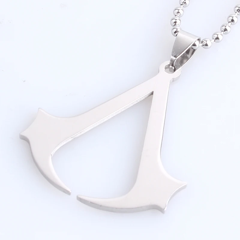 

free shipping assassin sign 316L Stainless Steel pendant necklaces bead chain for men women wholesale