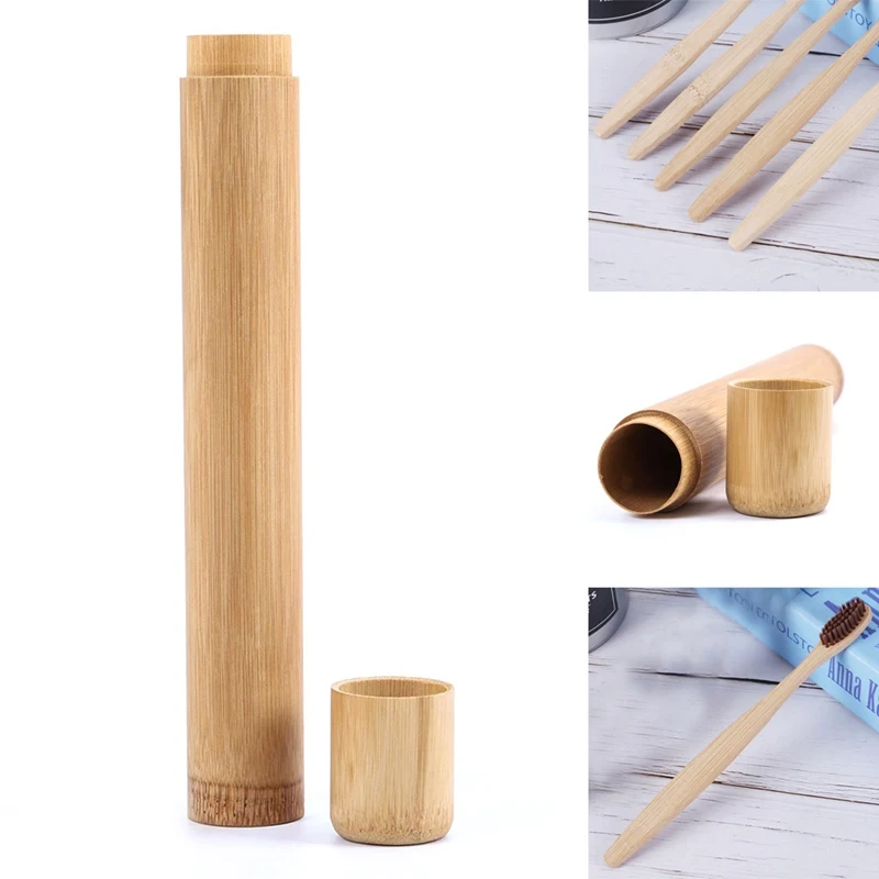 

Natural Bamboo Tube For Toothbrush Eco Friendly Travel Case Hand made 21cm Bamboo Toothbrush Tube Portable Travel Packing