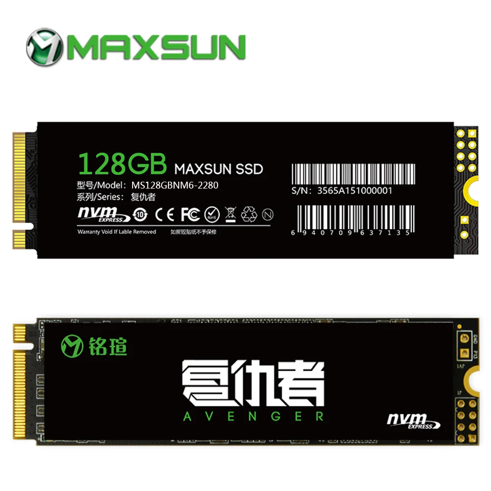 MAXSUN 2280 m2 ssd 128 Гб SMI 2263XT 3D NAND Flash PCIe Gen3 X 4 m.2 nvme 1500 МБ/с./с 3 года гарантии для ноутбука