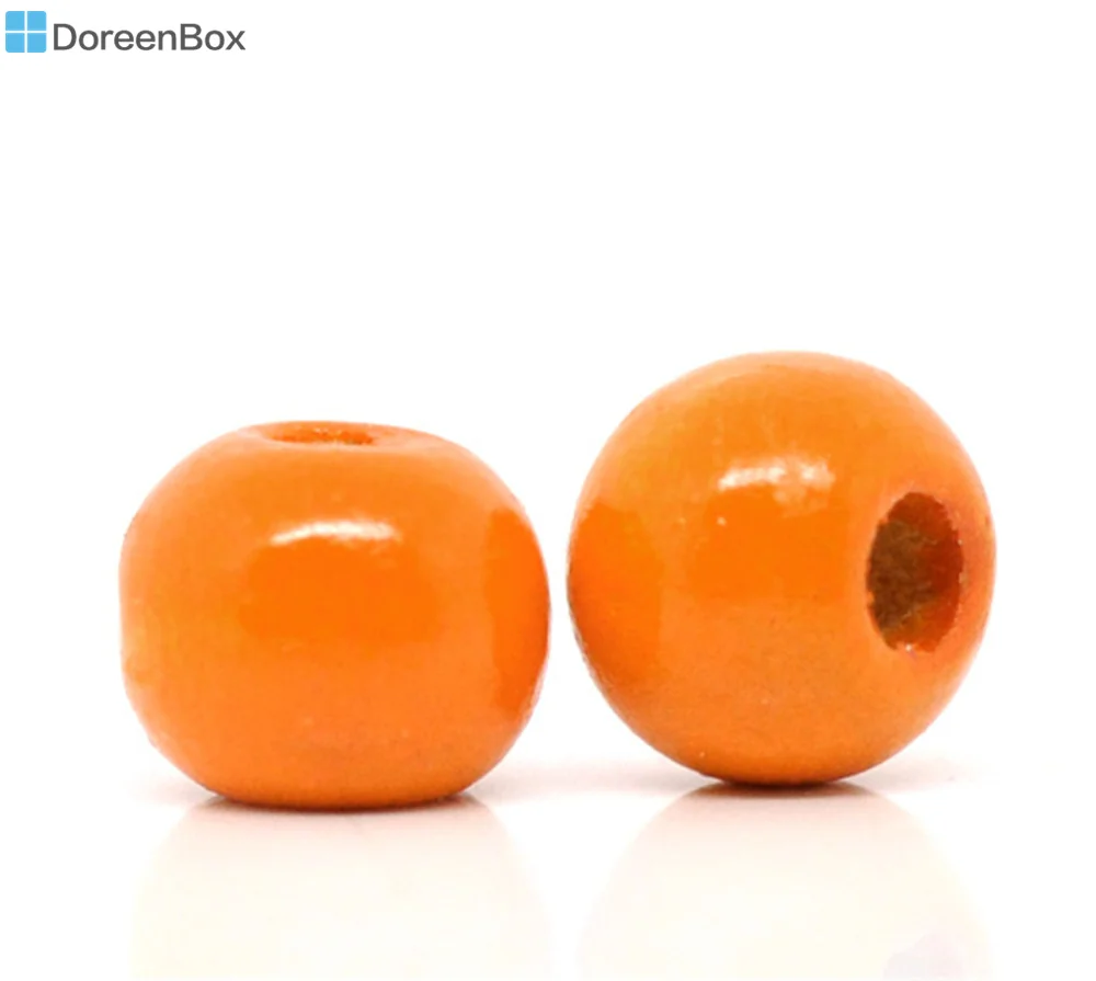 

Doreen Box hot- 200 Orange Dyed Round Wood Spacer Beads 10x9mm (B13662)