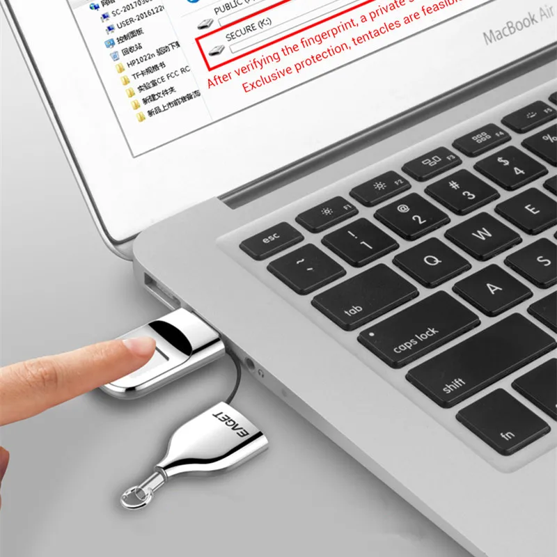 USB флеш-накопитель Eaget FU5, 32 ГБ, 64 ГБ, шифрование отпечатков пальцев, флеш-накопитель, 64 ГБ, зашифрованный флеш-накопитель, безопасная USB флешка