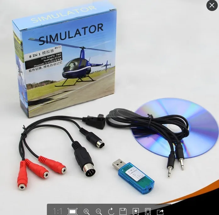 

8in1 USB Flight Simulator Cable (Phoenix,RealFlight G4,XTR,AeroFly,FMS) forFutaba ESky JR WFLY 4-8Ch Skill Traning Free Shipping