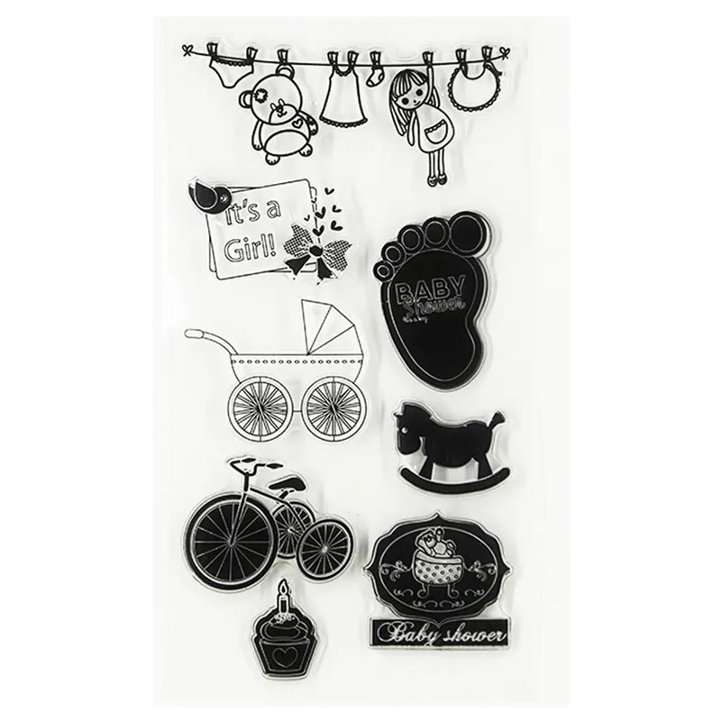 

baby footprint and baby car design for diy scrapbooking paper card photo album clear stamp silicone craft TM-171