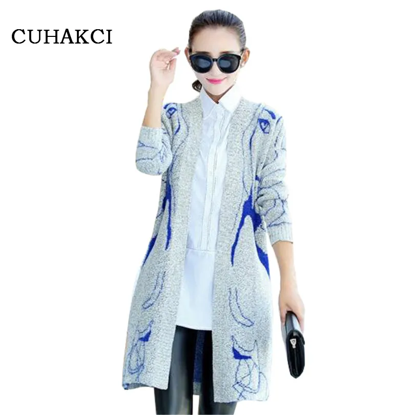 Hot Women Sweater Beauty Head Long Cardigans Knitted Woolen Female Sweater Open Stitch Jacket Batwing Full Sleeve Outwears S251