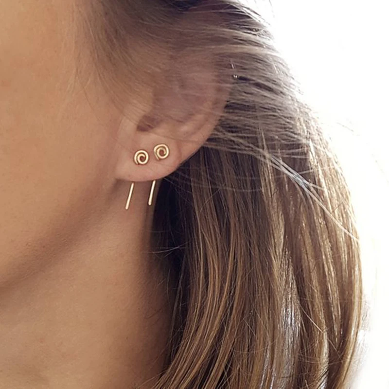 

Piercing Earrings Customize Jewelry Gold Wrap Handmade Vintage Spiral Brincos Jewelry Pendientes oorbellen Earrings for Women
