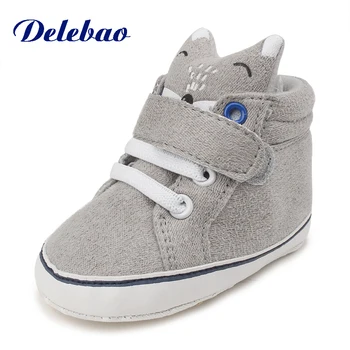 

Delebao Unique Newborn Baby Grey Fox Shoes First Walkers Newborn Hook & Loop Infant Toddler Shoes