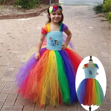 Children Girl Rainbow Tutu Dress Princess Little Horse Tutu Dresses Little Girls Dress Up Fancy Tutus