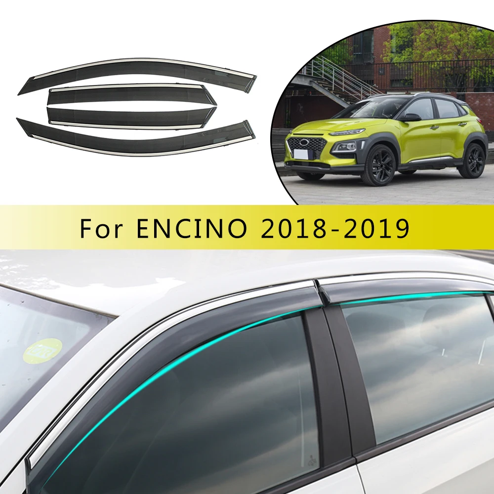 

Window Deflectors For Hyundai ENCINO 2018 2019 Car Styling Wind Decoration Guard Vent Visor Rain Guards Cover Accessories 4Pcs