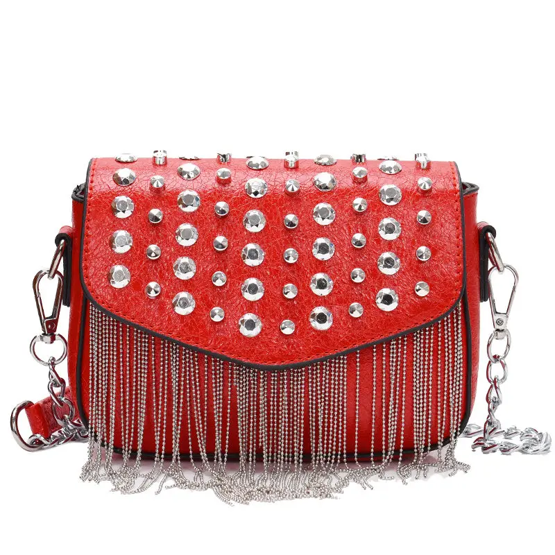 Британская модная простая сумка в виде ракушки женская дизайнерская сумка Высококачественная сумка из искусственной кожи с заклепками qq336 - Цвет: Красный