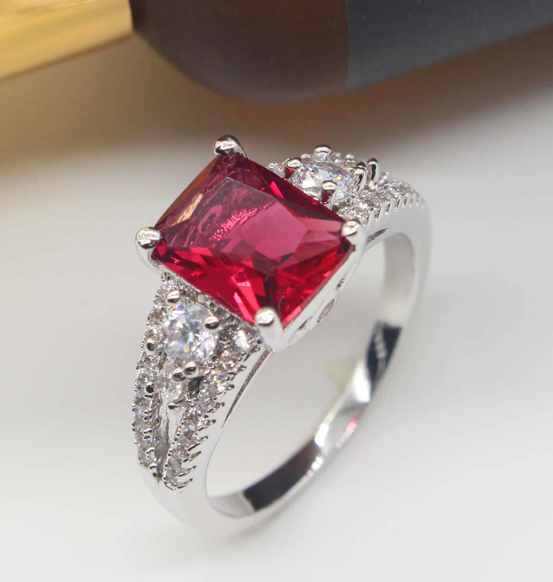 fashion italian 925 sterling silver wedding rings for women cz jewelry engagement red crystal ring gift - Wedding Rings Prices fashion italian 925 sterling silver wedding rings for women cz jewelry engagement red crystal ring gift - Wedding Rings Prices